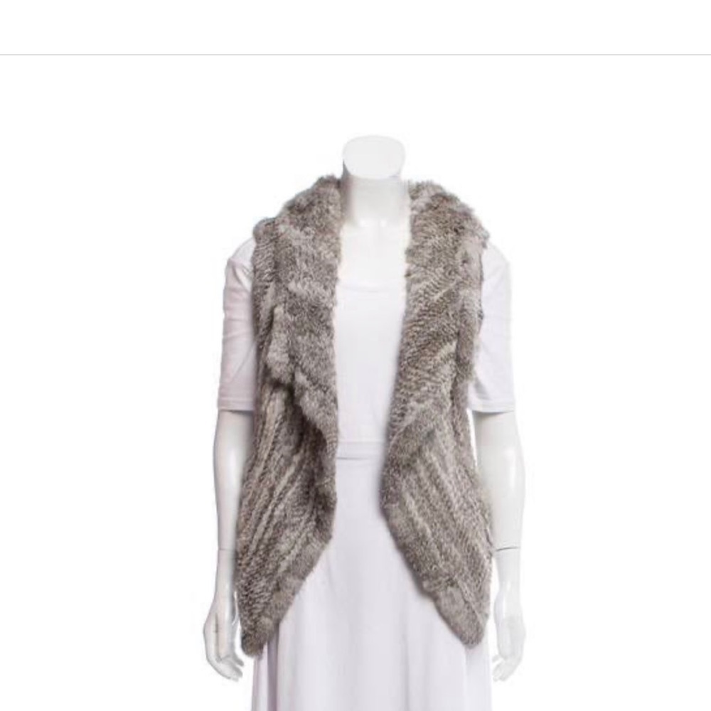Yves Salomon Grey Rabbit Fur Vest US2, FR34 | XS